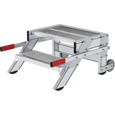 Günzburger Steigtechnik Plate-forme de travail mobile Largeur de marche 600 mm Grille en acier 2 marches - 050430 (1/2)