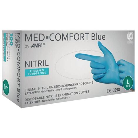 AMPri  100x gants  jetables Med  Comfort Blue  taille XL  bleu -  01192-XL (1/4)