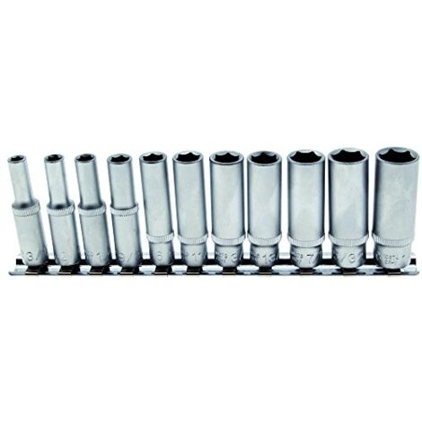 Bgs Technic – Douille longue 11 pièces 3/16 à 1/2 – 2429 – Acier chrome-vanadium – Entraînement carré 1/4 – Traitement chromé mat (1/6)