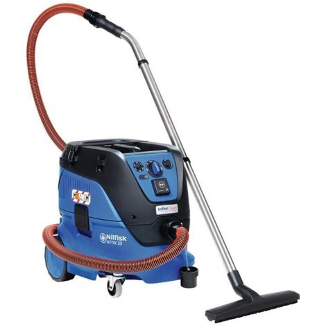Nilfisk – Aspirateur humide/sec 1400W – Dépression 250 mbar – Bac 30L – Nettoyage automatique du filtre – Pour chantiers humides et poussières fines