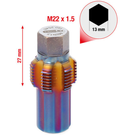 Kstools – Taraud avec boulon de guidage M22x1,5 – Pour filetages rouillés de capteurs de filtres à particules – Acier spécial – Design compact (1/5)