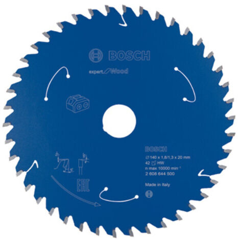 Lame de scie circulaire 140 mm 2608644500 – Alésage 20 mm – 42 dents pour coupe précise bois dur – Technologie MicroteQ – Viro