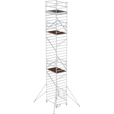 Günzburger Steigtechnik Echafaudage pliant 1,35 x 1,8 m avec stabilisateur Hauteur de plate-forme 9,8 m - 115299 (1/2)
