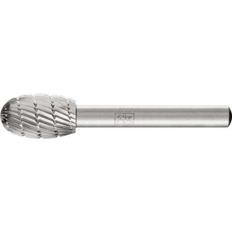 Fraise sur tige de 6 mm, en acier à coupe rapide, forme goutte O, denture 3, Forme : O 1220, Ø de la tête 12 mm, Long. de tête 20 mm, Long. totale : 60 mm (1/4)