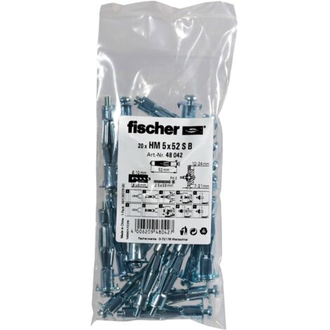 Fischer 20x Cheville métallique à expansion HM 5 x 52 S B en sachet - 048042 (1/2)