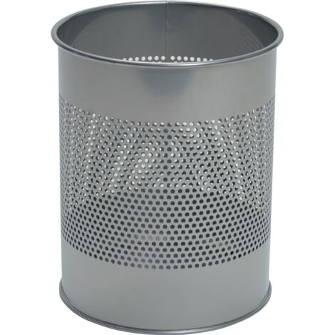 Corbeille à papier métal déco gris argent (1/2)