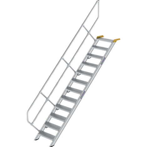 Günzburger Steigtechnik Escalier 45° Largeur de marche 600 mm 12 marches aluminium strié - 600252 (1/3)