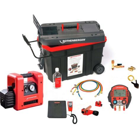 Kit universel ROTHENBERGER ROCADDY 120 R32 Digital – Évacuation et remplissage systèmes de réfrigération – Balance numérique intégrée – 1000002561