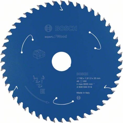 Lame de scie circulaire Bosch Expert for Wood pour scies circulaires sans fil 190 x 1,5 x 30 mm 48 - 2608644514