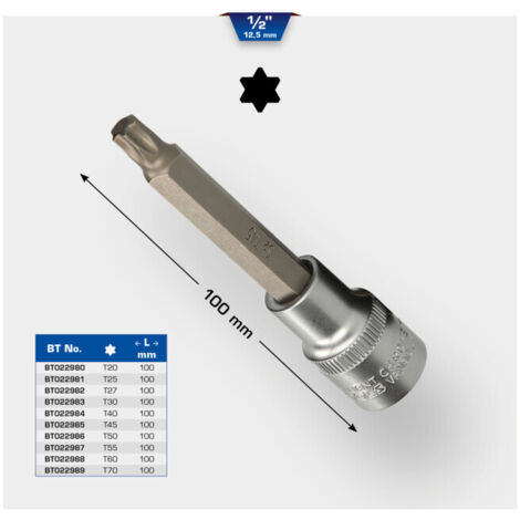 BRILLIANT TOOLS Douille à embout Torx 1/2" 100 mm de long T27 - BT022982 (1/5)