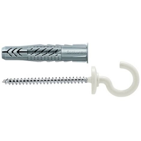 Fischer 25x Chevilles universelles UX 8X50 RH N avec collerette et crochet rond revêtues de nylon - 94412 (1/2)