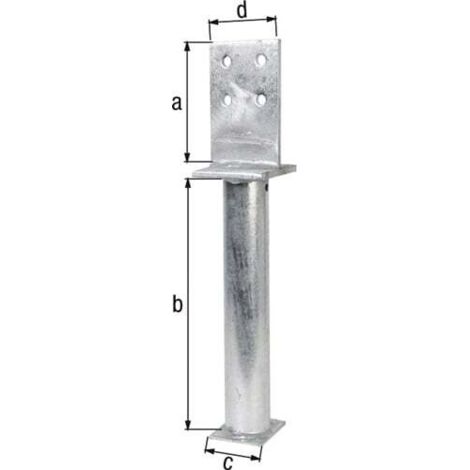 GAH Alberts Support de poteau en T 130x500x80x90mm STA brut TZN - 212681 (1/4)