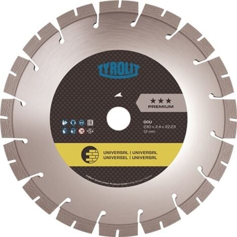 TYROLIT Disque à tronçonner diamanté DCU Premium D.115mm Perçage.22,23mm Construction univ. - 34430790
