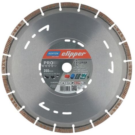 NORTON CLIPPER disque à tronçonner diamanté 4x4 Explorer D.350mm alésage.25,4mm 3,2mm 12mm - 70184602093