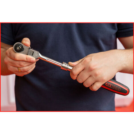 KS TOOLS 1/2" SlimPOWER Cliquet réversible articulé télescopique 72 dents - 914.1220