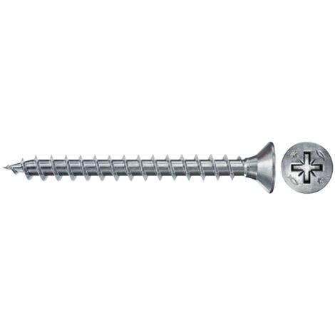 Fischer 100x Power-Fast II FPF II CZF 3 x 30 mm BC Tête fraisée avec empreinte cruciforme PZ1 Filetage total galvanisé zingué passivé bleu - 670036