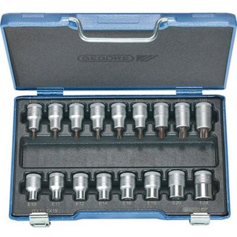 Gedore Jeu de douilles ITX 19 TX-017 17 pcs 1/2" T20-T60 E10-E24 - 6129520 (1/5)
