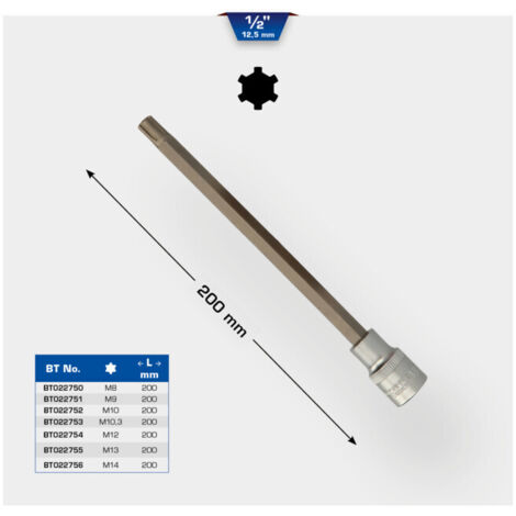 BRILLIANT TOOLS Douille à embout RIBE 1/2" 200 mm de long M10,3 - BT022753 (1/5)