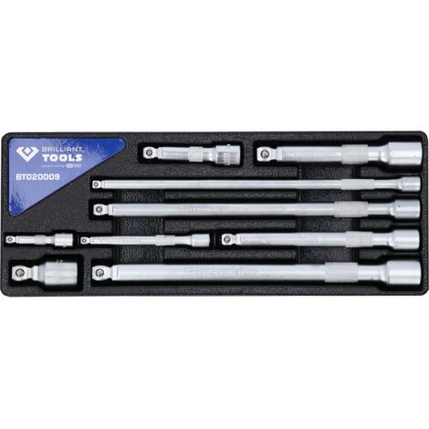BRILLIANT TOOLS Jeu de rallonges de basculement 1/4" + 3/8" + 1/2" 9pcs - BT020009 (1/6)