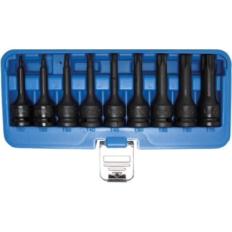 BGS Lot d'embouts de douille pour perceuse électrique à entraînement carré intérieur 12,5 mm (1/2") profil en T (pour Torx) T20 - T70 9 pcs - 5480 (1/6)