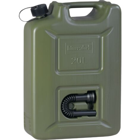 Bidon de carburant 20 l HDPE pour tous types de carburants – Couleur olivgrün – Longueur 350 mm – Largeur 165 mm – 802000 – Hünersdorff