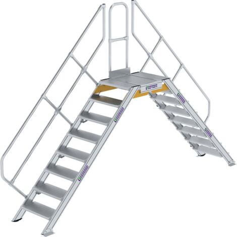 Günzburger Steigtechnik Escalier 45° Largeur de marche 600 mm 8 marches - 600938 (1/2)