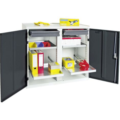 Stumpf armoire à outils et matériaux série 3000 gris clair / gris anthracite + 2 tiroirs 100 mm + 4 plateaux extensibles - 3002271 (1/2)
