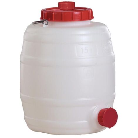 Graf – Fût en polyéthylène blanc 15 l – Couvercle à vis de 120 mm – Buse d'écoulement 34 mm – Résistant aux chocs – 825051