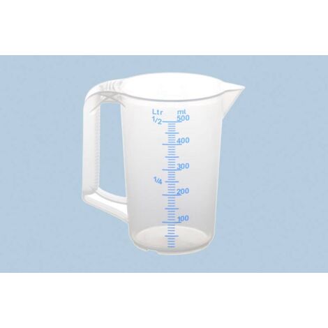 Verre doseur incassable 500 ml – Polypropylène pour contact alimentaire – Résiste de -20 à +100 °C – Avec deux échelles – Umeta