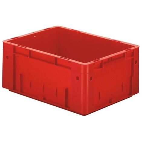 Conteneur de transport gerbables L400xl300xH175 mm rouge PP charge lourde parois latérales fermées
