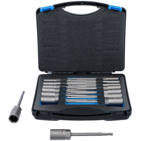 BGS Jeu de douilles six pans extra longues, entraînement six pans extérieur 6,3 mm (1/4") pour perceuses, de 5,5 à 19 mm, 15 pièces - 70147 (1/5)