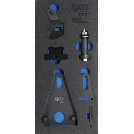 BGS Incrustation d'organiseur d'atelier 1/3: Jeu d'outils de blocage de poulie de volant/vilebrequin et de séparation de couvercle avant pour Renault / Nissan - 9699