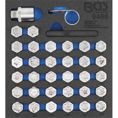 Bgs Technic – Jeu d’outils pour écrous antivol Mercedes-Benz – 35 pièces – Compatible avec références OEM #301 à #332 – Pour servante d'atelier (1/2)