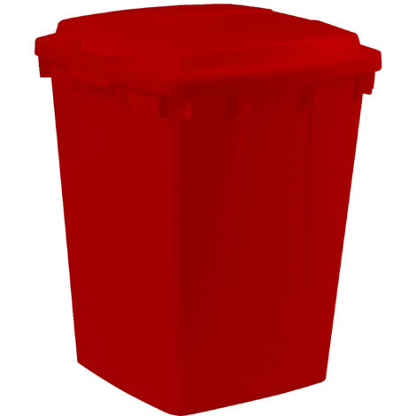 Collecteur de déchets et de matériaux recyclables 90l H600xL485xP510mm PE rouge