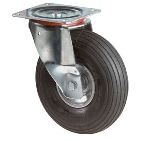 Roue gonflable 200 mm – Capacité de charge 75 kg – Bandage pneumatique pour protection surfaces – Fixation avec plaque à visser – Bs Rollen - 3000275800