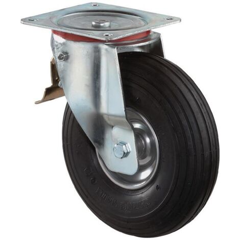 Roue gonflable 200 mm – Capacité de charge 75 kg – Boîtier en tôle d'acier zingué – Amortissement des chocs – Pour chariots et meubles roulants – Bs Rollen - 3000275976