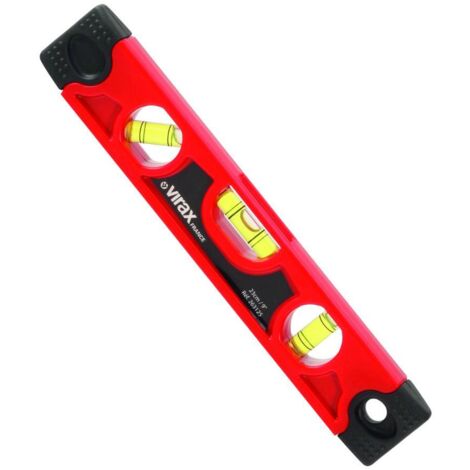 Virax – Niveau à bulle 23 cm – Précision 0.08 mm/m – Résistant aux chocs en ABS – Surface aimantée – Semelles en V – 263125 (1/4)