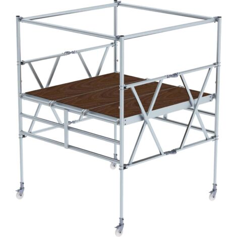 Günzburger Steigtechnik Echafaudage pliant avec plate-forme triple télescopique Hauteur de travail 3,6 m - 115800 (1/2)
