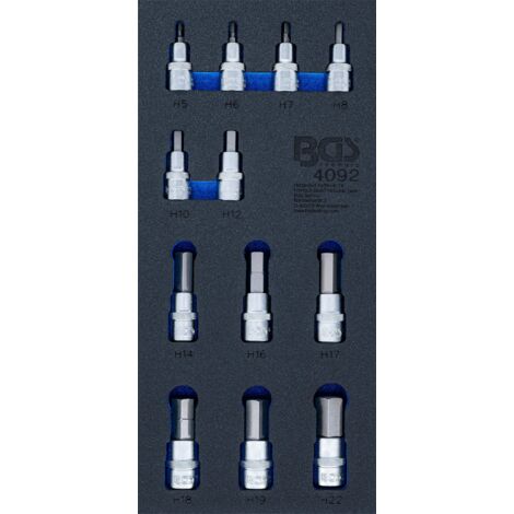 BGS Incrustation d'organiseur d'atelier 1/3: Jeu d'embouts hexagonaux 12,5 mm (1/2") 12 pièces - 4092 (1/2)