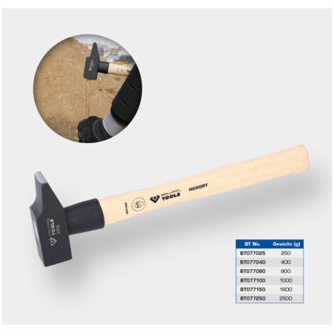 BRILLIANT TOOLS Marteau de serrurier avec manche hickory 1600 g forme française - BT077150 (1/5)