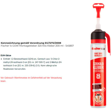 Fischer 1x GOW Colle de Montage 320 Kilo Colle 200 ml - 545857 (1/4)