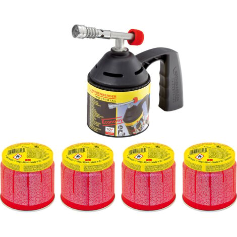 Lot lampe à souder + 4 cartouches C 200 anti-fuite ROHTENBERGER (1/4)