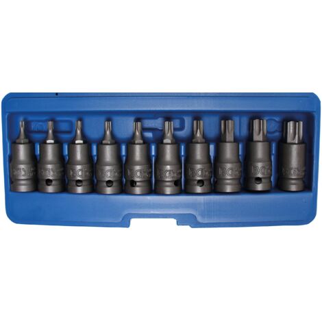 Bgs Technic – Jeu de douilles à embouts à choc 12,5 mm – Profil T pour Torx T20 à T70 – 10 pièces – Acier au chrome-vanadium – Longueur 55 mm (1/6)