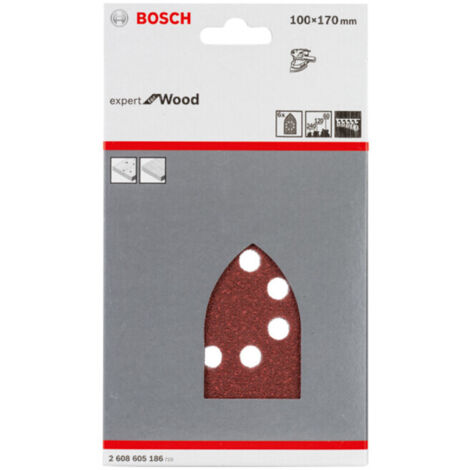 Bosch 6x Feuille abrasive Expert for Wood 8 trous 100 x 160 mm grain 60 120 240 - 2608605186 (1/5)