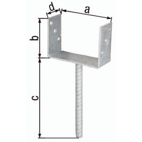 Support de poteau en U avec ancrage béton en acier galvanisé – Dimensions 101x100x200x60mm – 214289 – Alberts - ETA-10 (1/4)