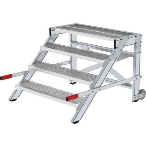 Günzburger Steigtechnik Plate-forme de travail mobile Largeur de marche 1 000 mm Grille en acier 4 marches - 050440 (1/2)