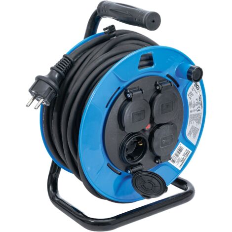 BGS Enrouleur de câble 25 m 3x1,5 mm² 4 prises avec capuchon de protection IP 44 3500 W - 3375 (1/3)