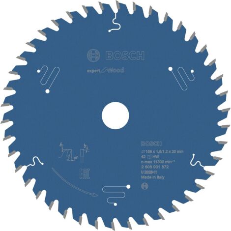 Lame de scie circulaire Bosch Expert for Wood, 168x20x1.8/1.2 mm, 42 dents - 2608901872 (1/4)