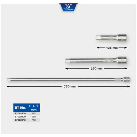 BRILLIANT TOOLS Rallonge 1/2" 125 mm BT022908 (1/5)