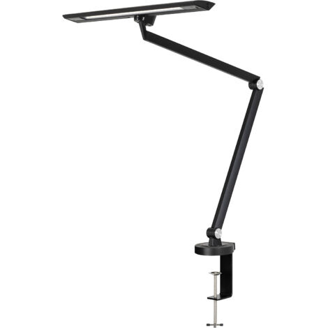 Lampe de bureau LED Zirkon en aluminium, ABS, fer, PC, noire, hauteur 820 mm, avec pince (1/5)